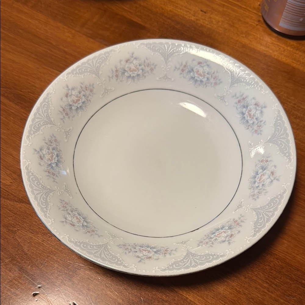 Elegant Silverie Floral Fine China Soup/Salad Bowl